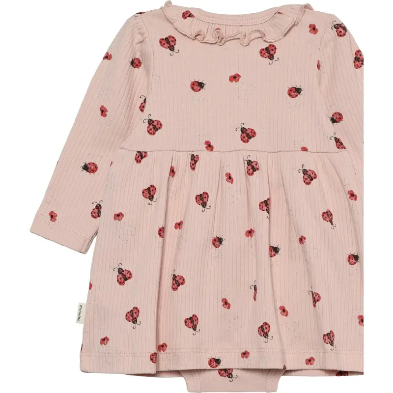 Minymo Peach Whip Body Dress Ls Aop Rib 2