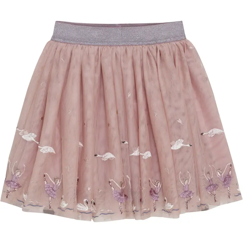 Minymo Shadow Gray Skirt Mesh W. Emb. 1