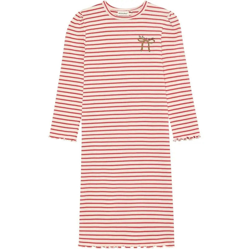 Minymo Spiced Coral Dress Ls Rib 3