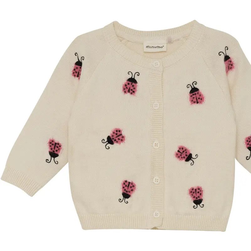 Minymo White Swan Cardigan Knit 1