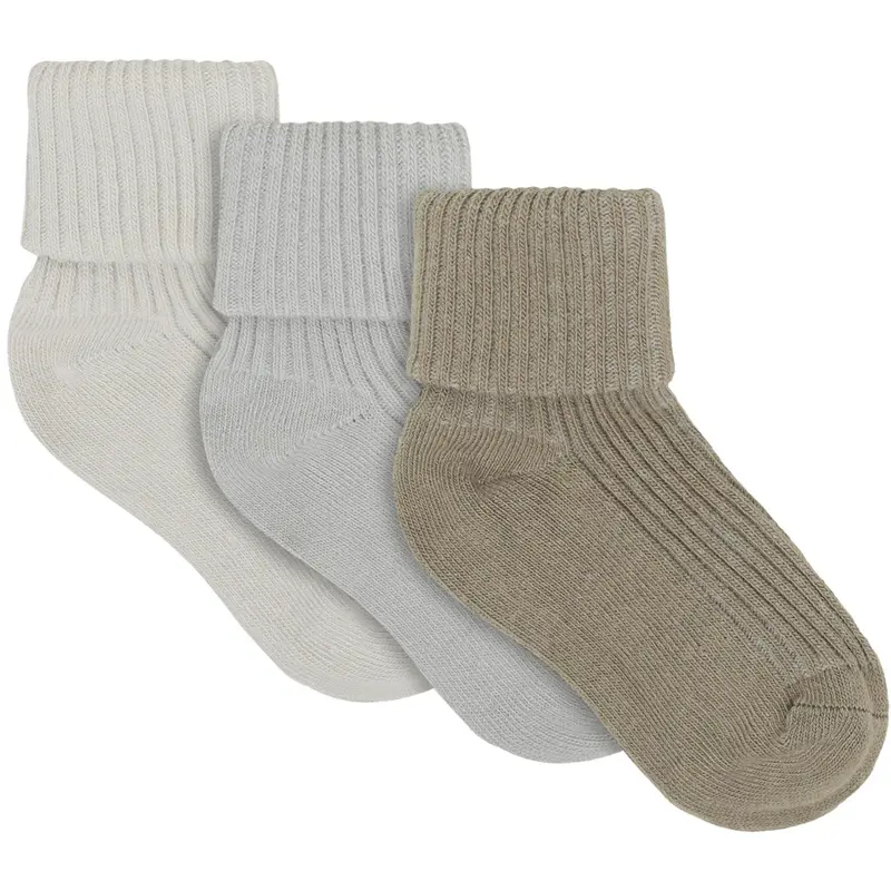 Minymo Willam Gray Baby 2X2 Rib Sock 3-Pack 1