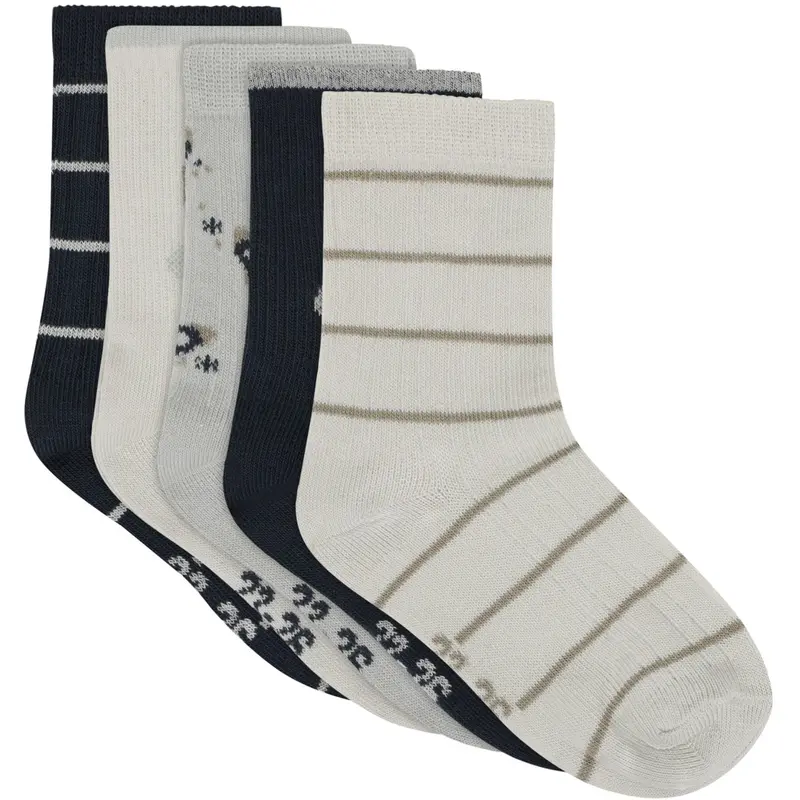 Minymo Willam Gray Socks W. Pattern 5-Pack 1