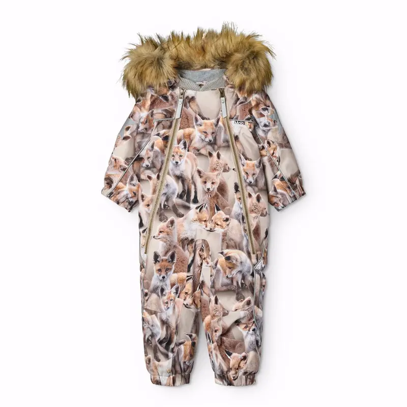 Molo Playing Foxes Pyxis Fur Baby Snowsuit 1