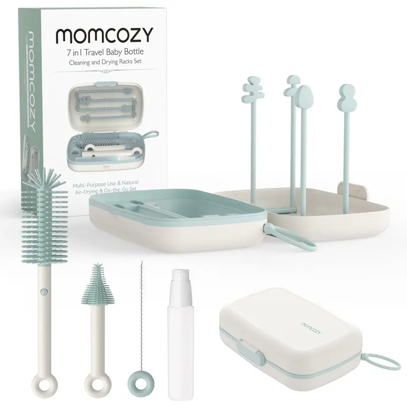 Momcozy Green 7 In 1 Baby Bottle Brush Set 1