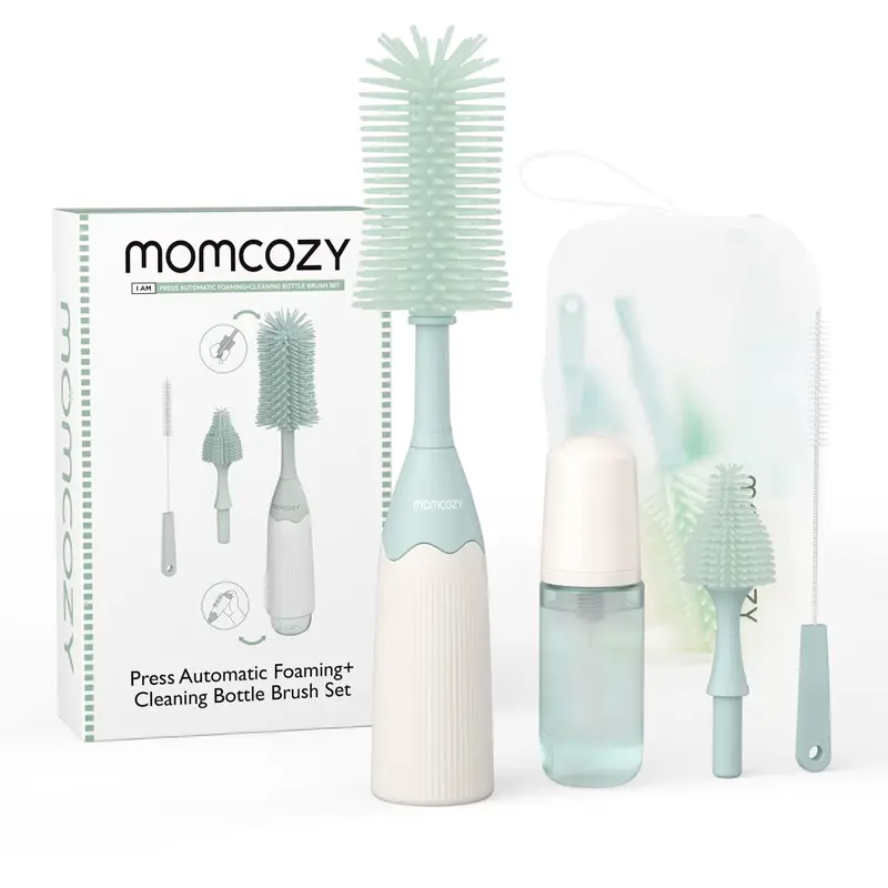 Momcozy Green Push-Press Design Bottle Brush Kit 1