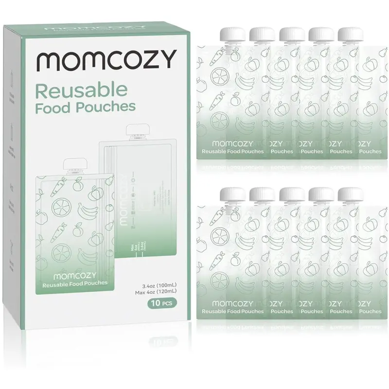 Momcozy Reusable Baby Food Pouches 100 Ml 10-Pack 1