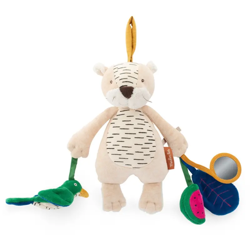 Moulin Roty Activity Stuffed Animal With Hanger - Baboo The Tiger 26 Cm - La Forêt Mawa 1