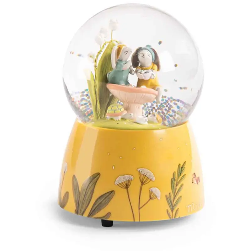 Moulin Roty Snow Globe With Music And Rabbits - Trois Petits Lapins 1
