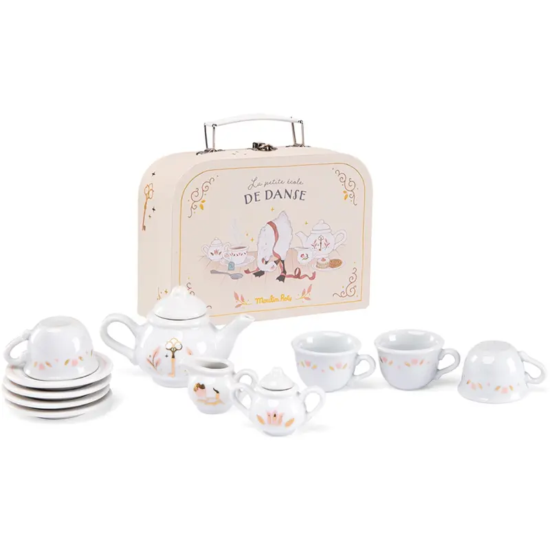 Moulin Roty Tea Set In 11 Piece Suitcase - La Petite École De Danse 1