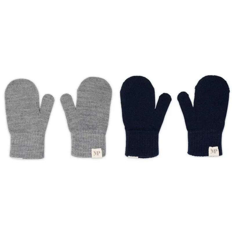 Mp Danmark Mix Light Grey Mel Blue Comfy Mittens 2-Pack 1