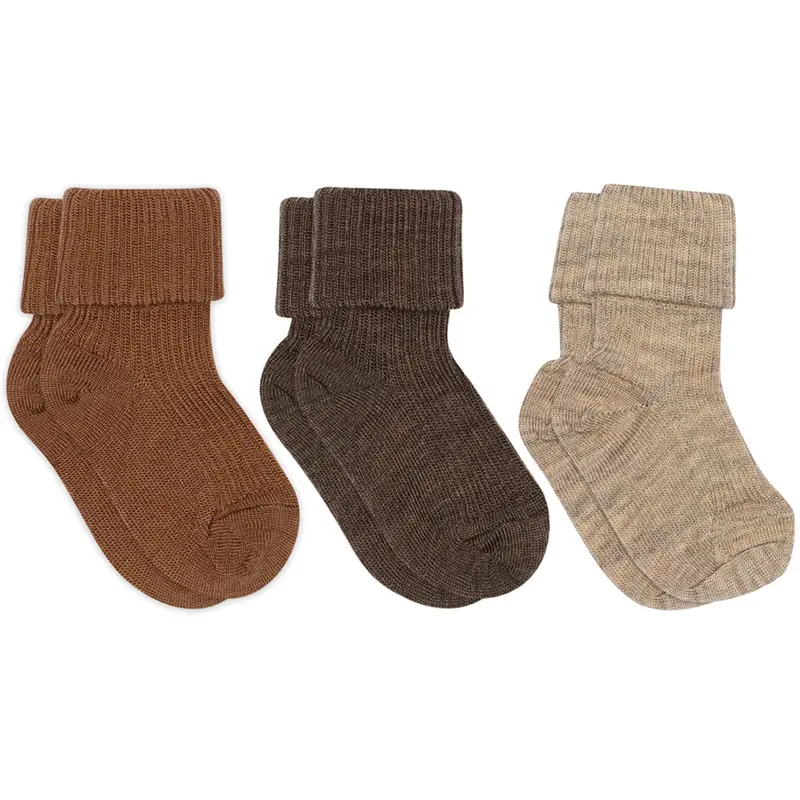 Mp Danmark Pecan Pie Wool Rib Baby Socks 3-Pack 1