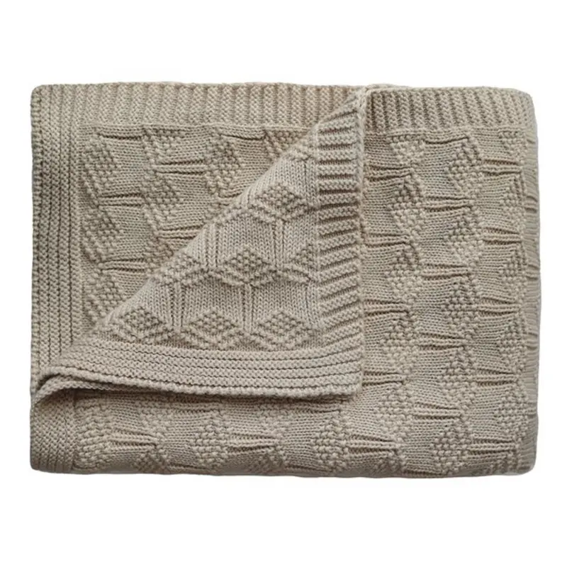 Mushie Honeycomb Beige Knitted Baby Blanket 1