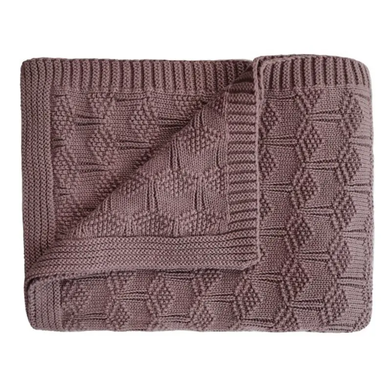 Mushie Honeycomb Desert Rose Knitted Baby Blanket 1