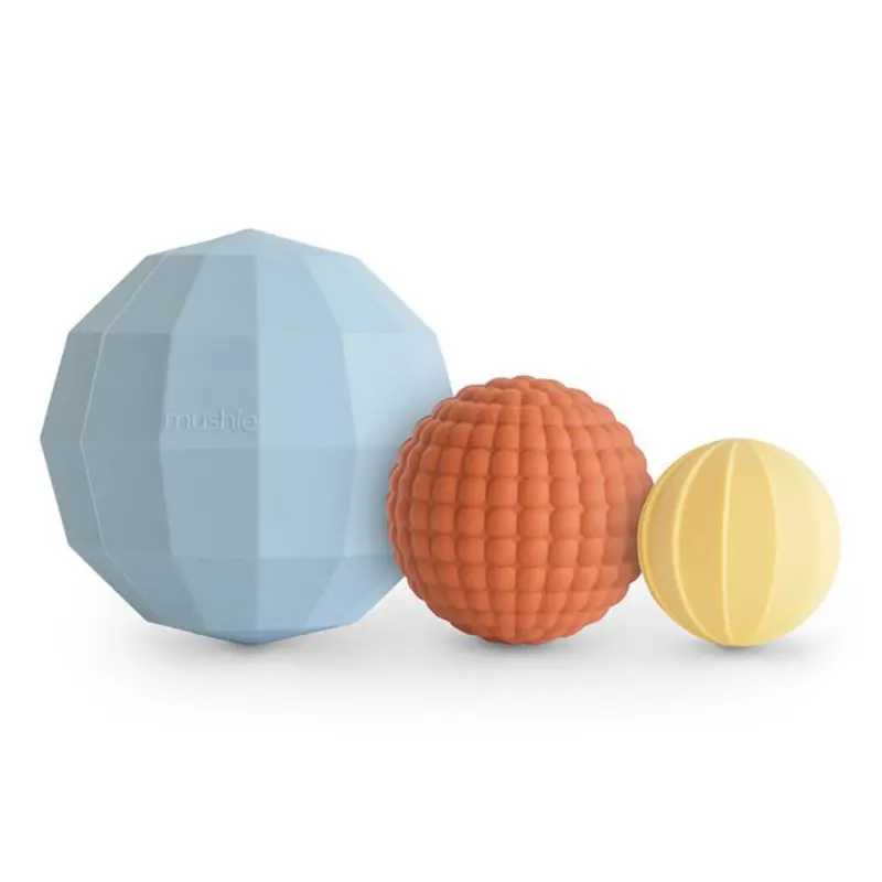 Mushie Powder Blue Nesting Spheres Sensory Toy 1