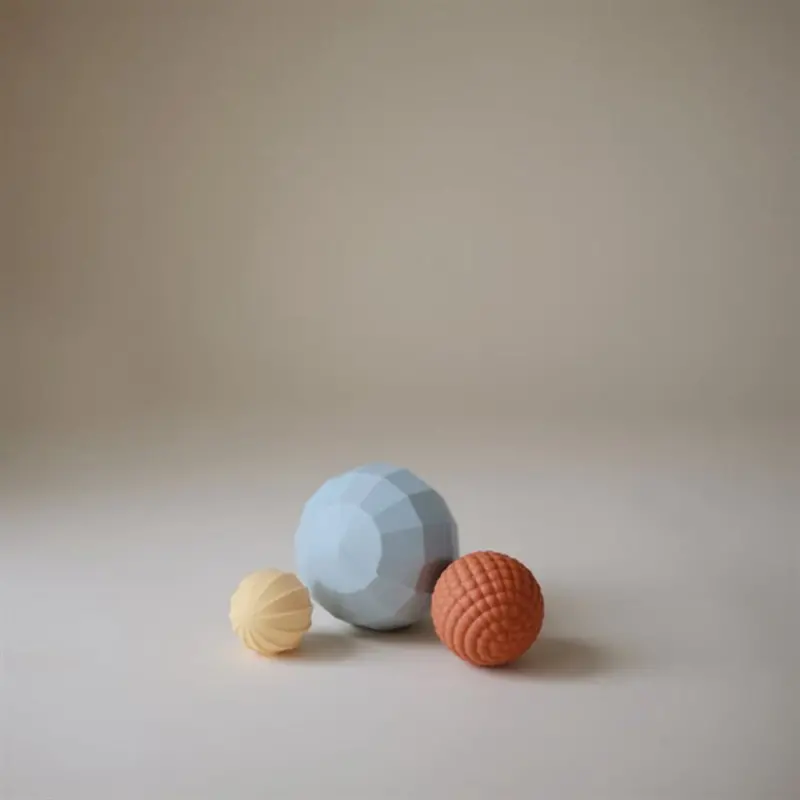 Mushie Powder Blue Nesting Spheres Sensory Toy 2