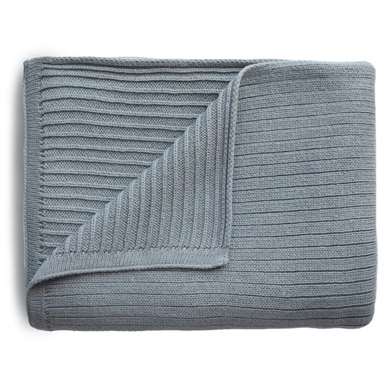 Mushie Ribbed Smoke Knitted Baby Blanket 1