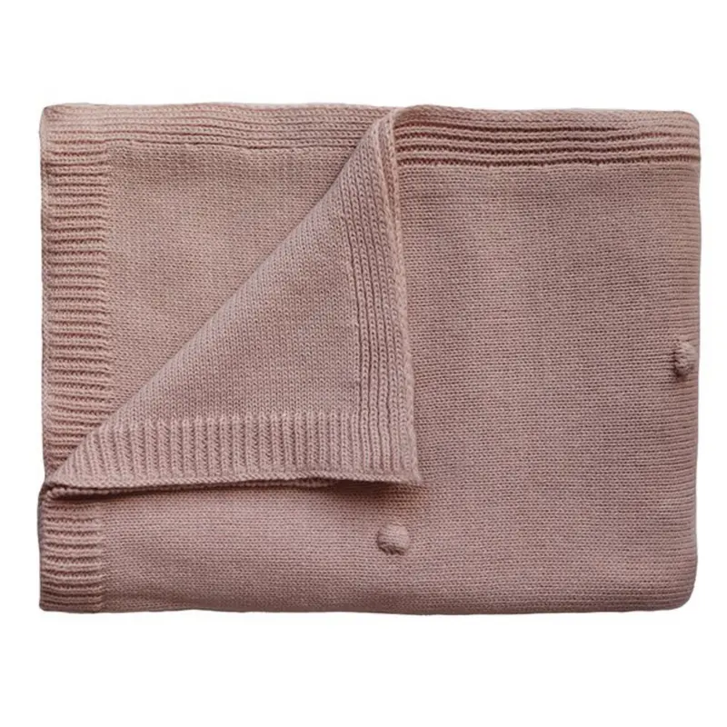 Mushie Textured Dots Blush Knitted Baby Blanket 1