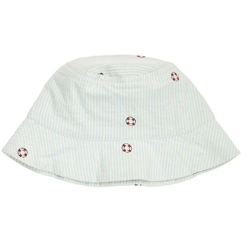 Müsli Tofu/ Ocean/ Mineral Red Seersucker Stripe Bucket Hat Baby 1