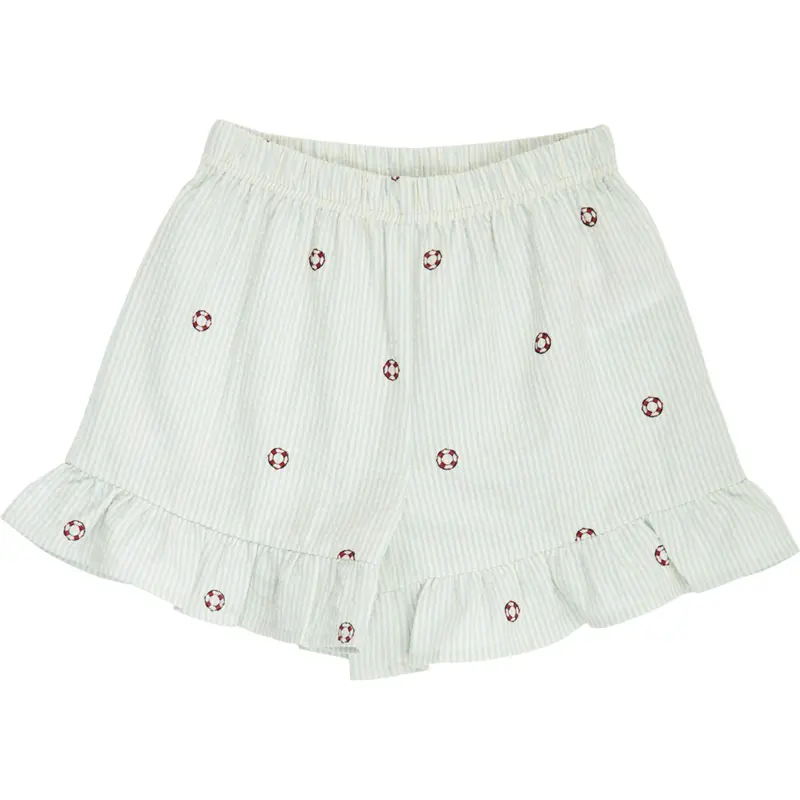 Müsli Tofu/ Ocean/ Mineral Red Seersucker Stripe Frill Shorts 1