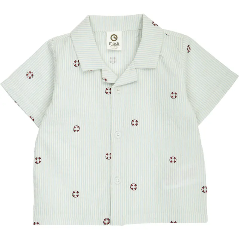 Müsli Tofu/ Ocean/ Mineral Red Seersucker Stripe S/S Shirt Baby 1