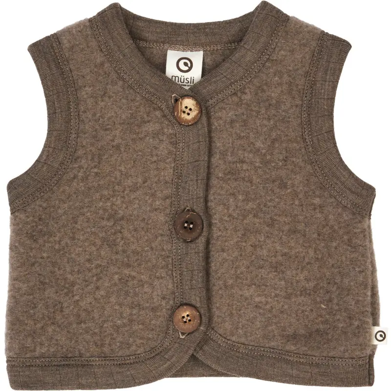 Müsli Walnut Melange Woolly Fleece Vest 1