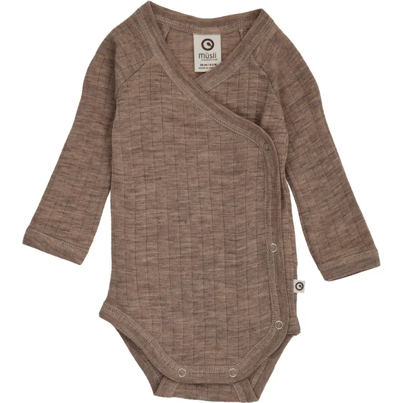 Müsli Walnut Melange Woolly Rib Wrap L/S Body 1
