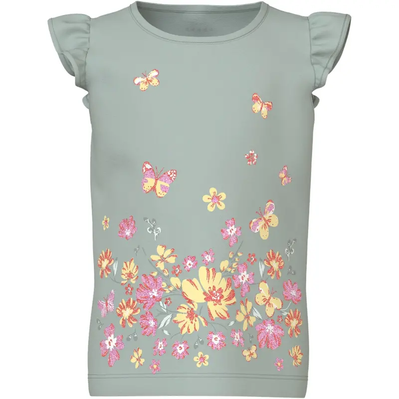 Name It Aqua Gray Yellow Flower Vayana Capsl Top 1