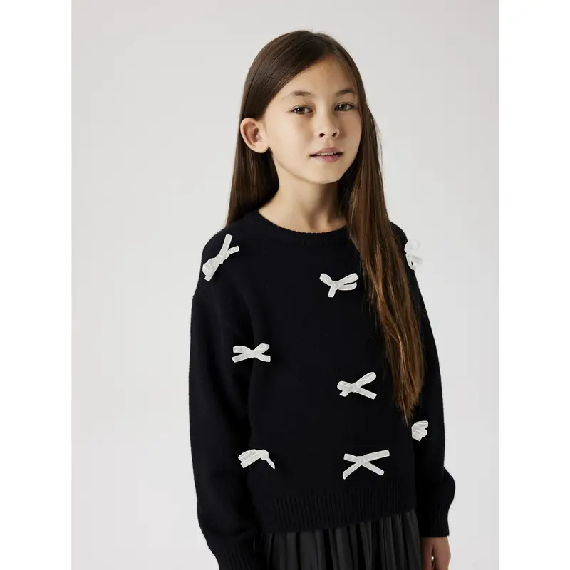 Name It Black Bright White Bow Nkfsonja Ls Knit 2