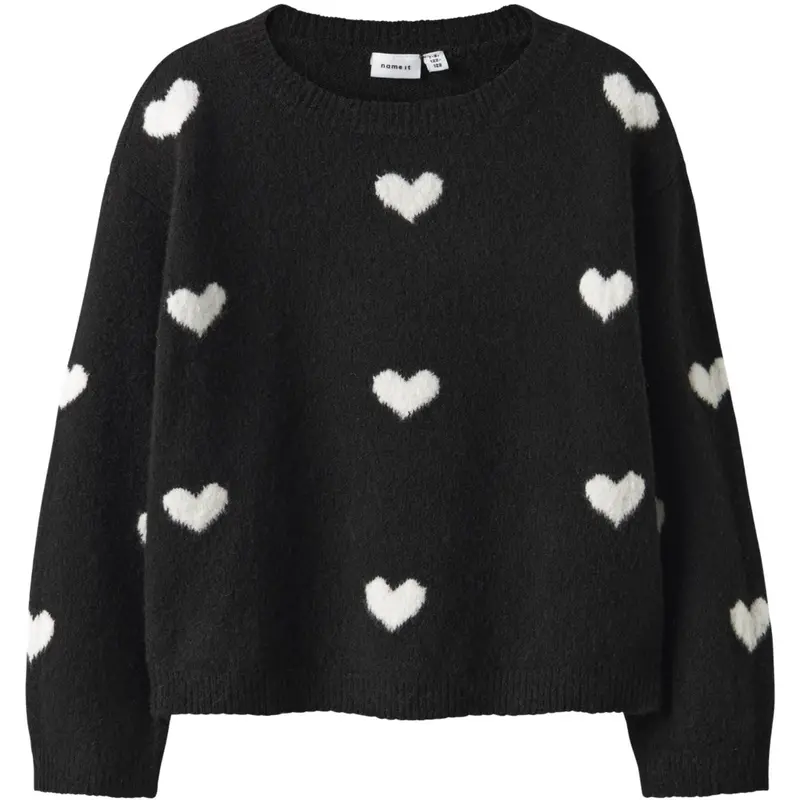 Name It Black Cloud Dancer Hearts Nkfona Ls Knit 1