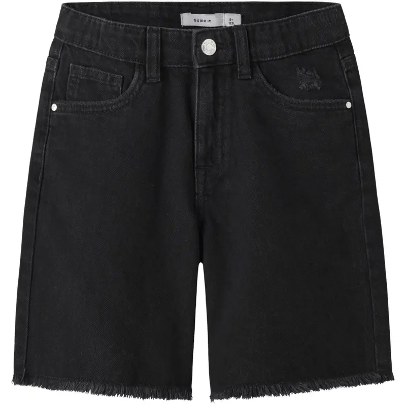 Name It Black Denim Nkfbella Hw Wide Dnm Shorts 1488-Be Noos 1