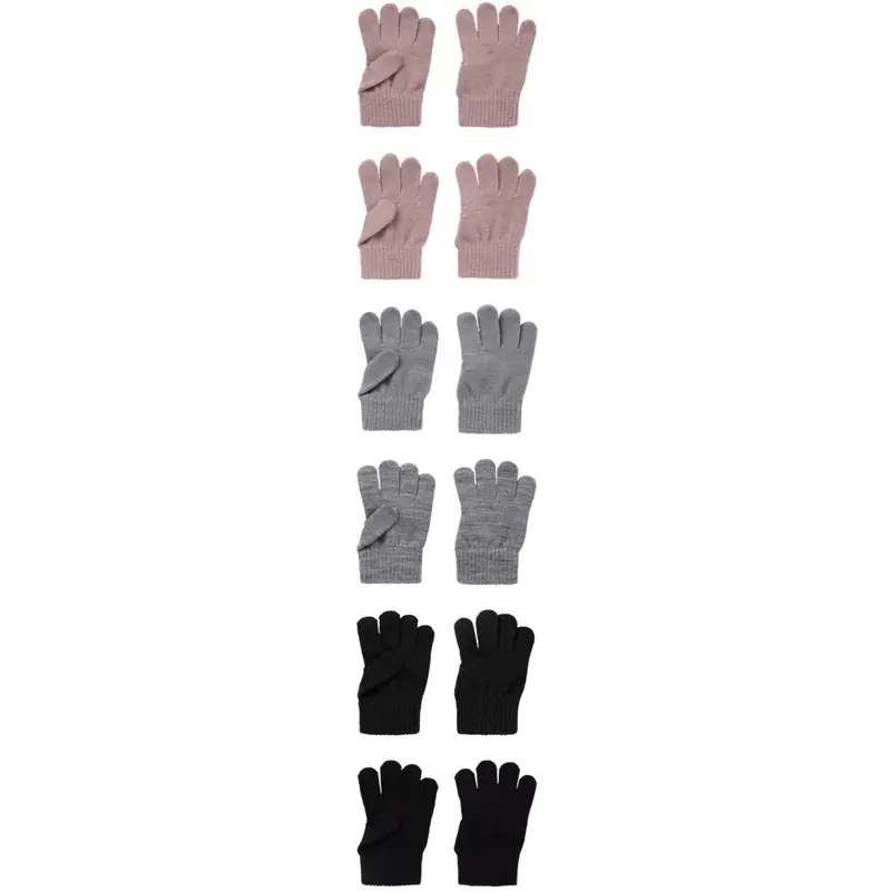 Name It Black Grey Woodrose Nmfmagic Gloves 6P 1
