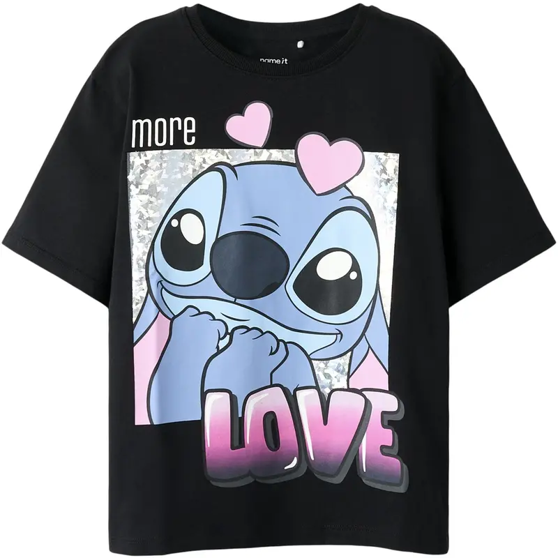 Name It Black Nkffora Stitch Ss Nreg Top Box Noos Wdi 1