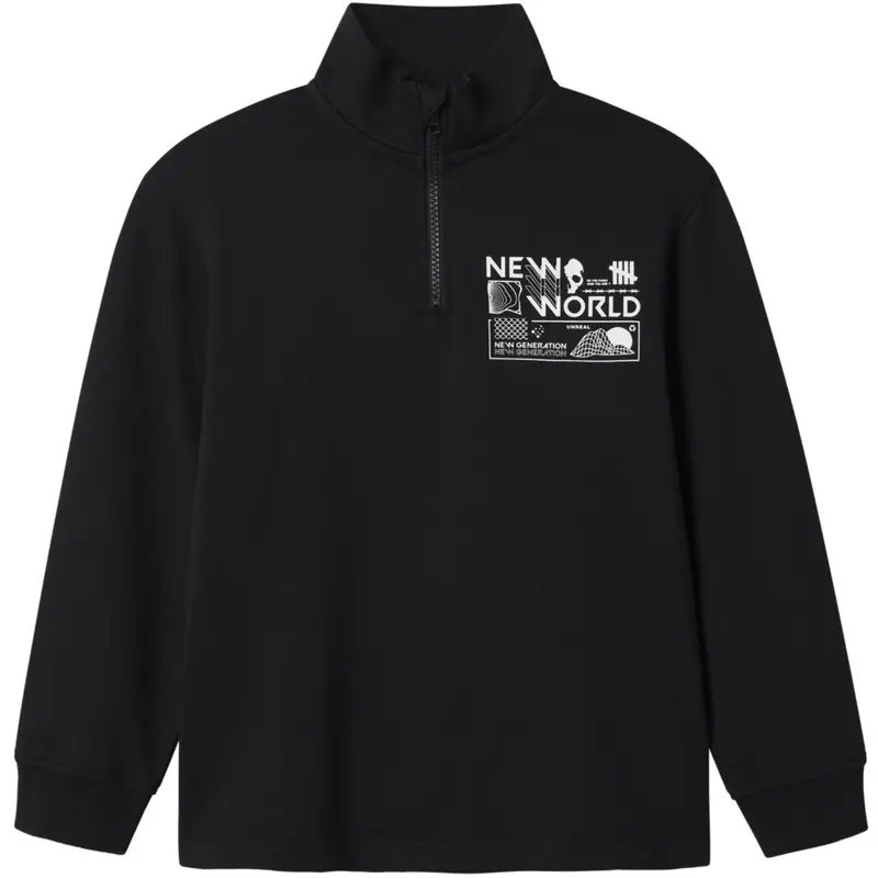 Name It Black Nkmkimba Ls Nreg Half Zip Sweat Unb 1