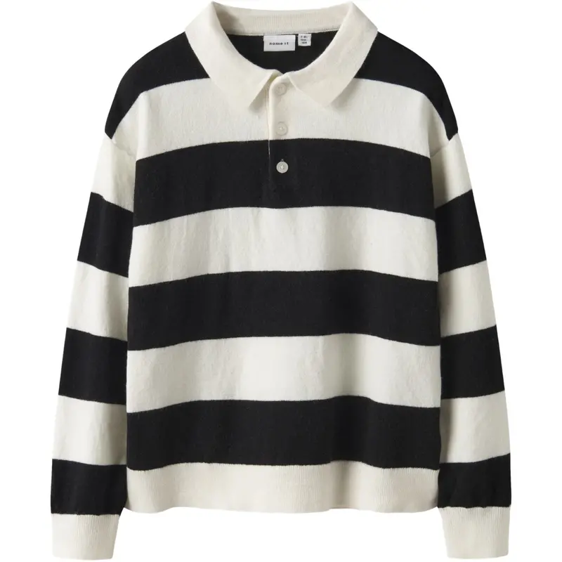 Name It Black Nkmobert Ls Loose Knit Polo 1