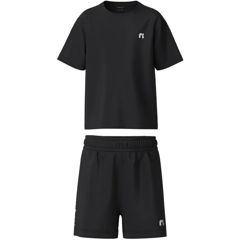 Name It Black Nkndemu Ss Nreg Shorts Set 1
