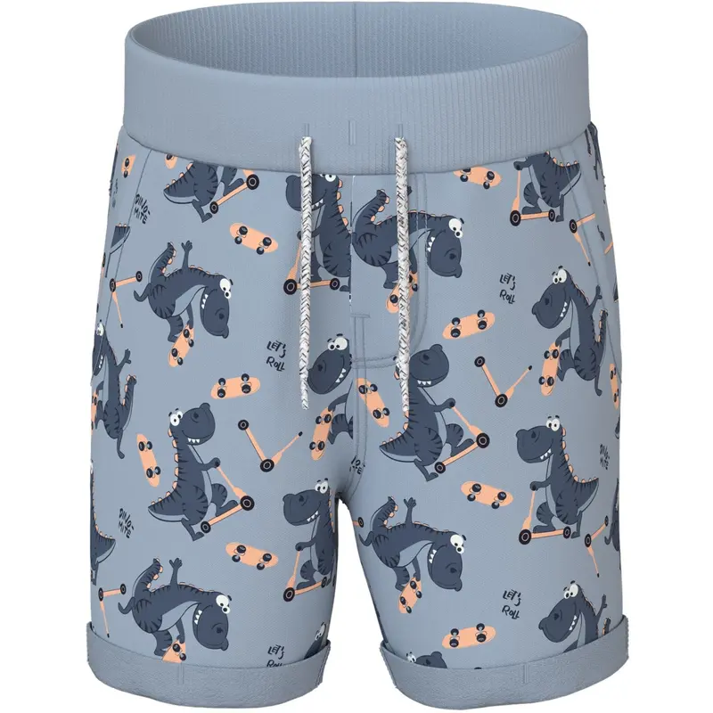 Name It Blue Fog Dino Skater Nmmvermo Aop Long Swe Shorts Unb 1