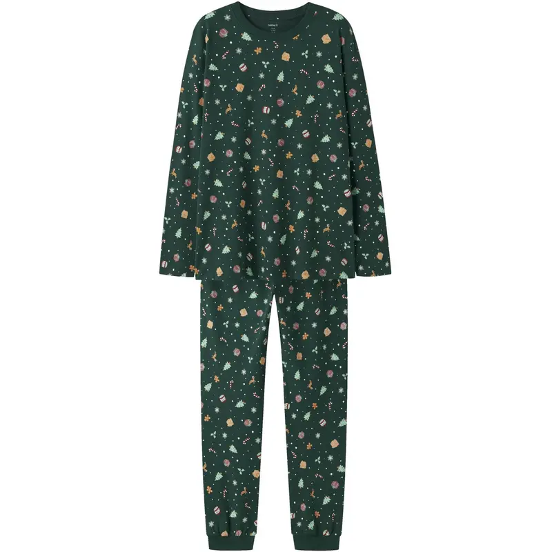 Name It Botanical Garden Xmas Aop Nanvismas Ls Nightset Adult 1