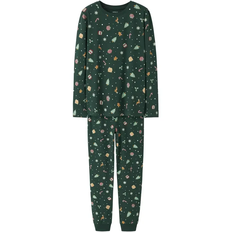 Name It Botanical Garden Xmas Aop Nknvismas Ls Nightset 1