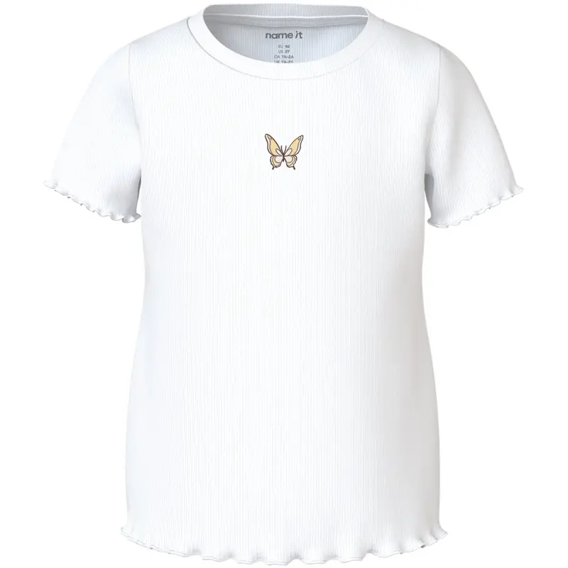 Name It Bright White Butterfly Embroidery Nmfvivemma Ss Slim Top 1