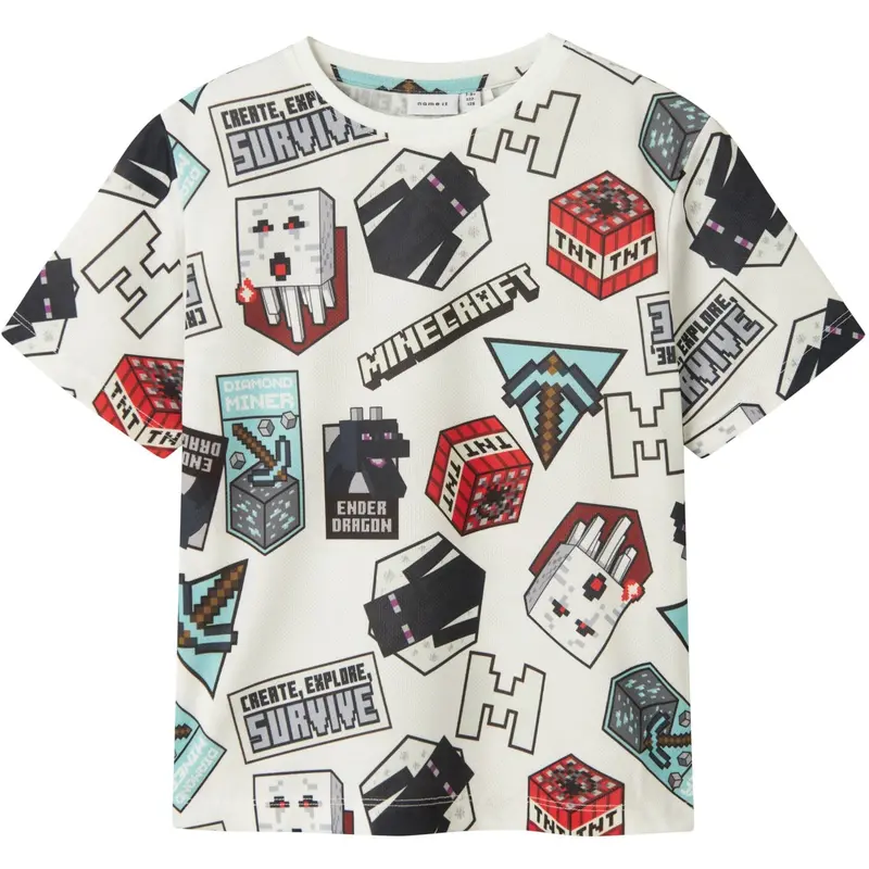 Name It Bright White Map Minecraft Regular Poly T-Shirt 1