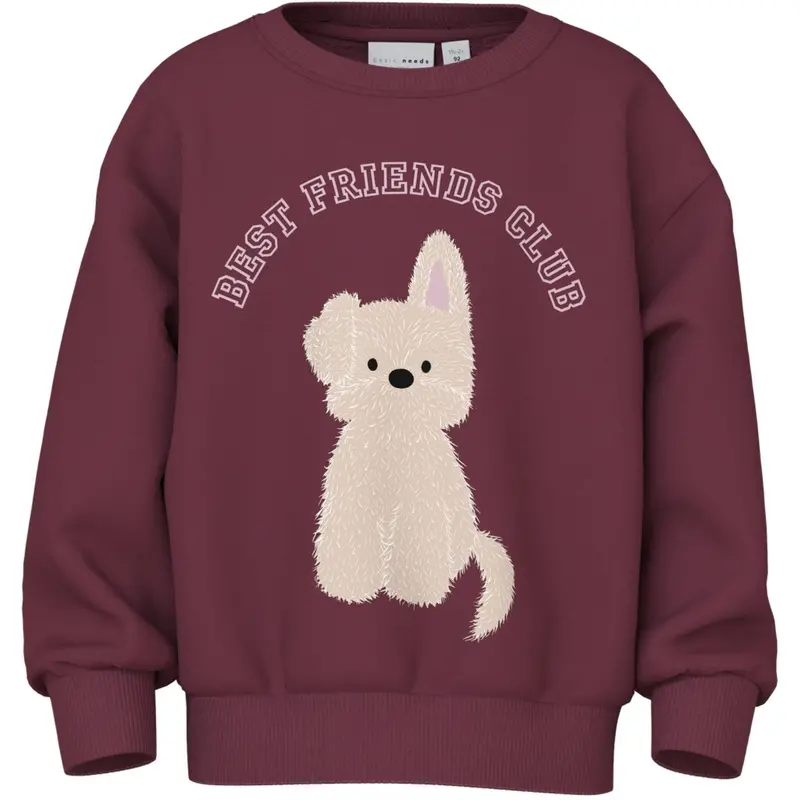 Name It Burgundy Best Friend Club Nmfviloui Ls Rlx Sweat Bru 1