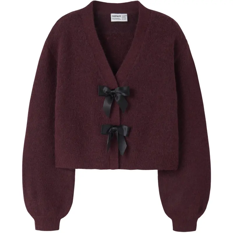 Name It Burgundy Black Bow Nkfrina Ls Knit Card 1