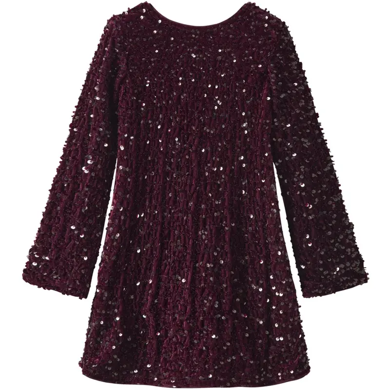 Name It Burgundy Black Bow Nkfrusitta Ls Dress 1