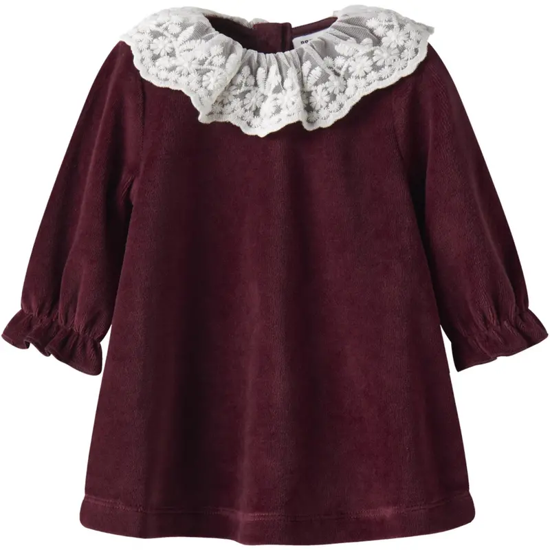 Name It Burgundy Nbfroxy Ls Vel Dress 1