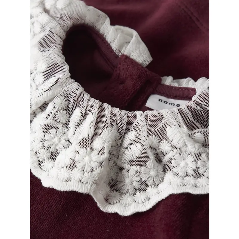Name It Burgundy Nbfroxy Ls Vel Dress 3