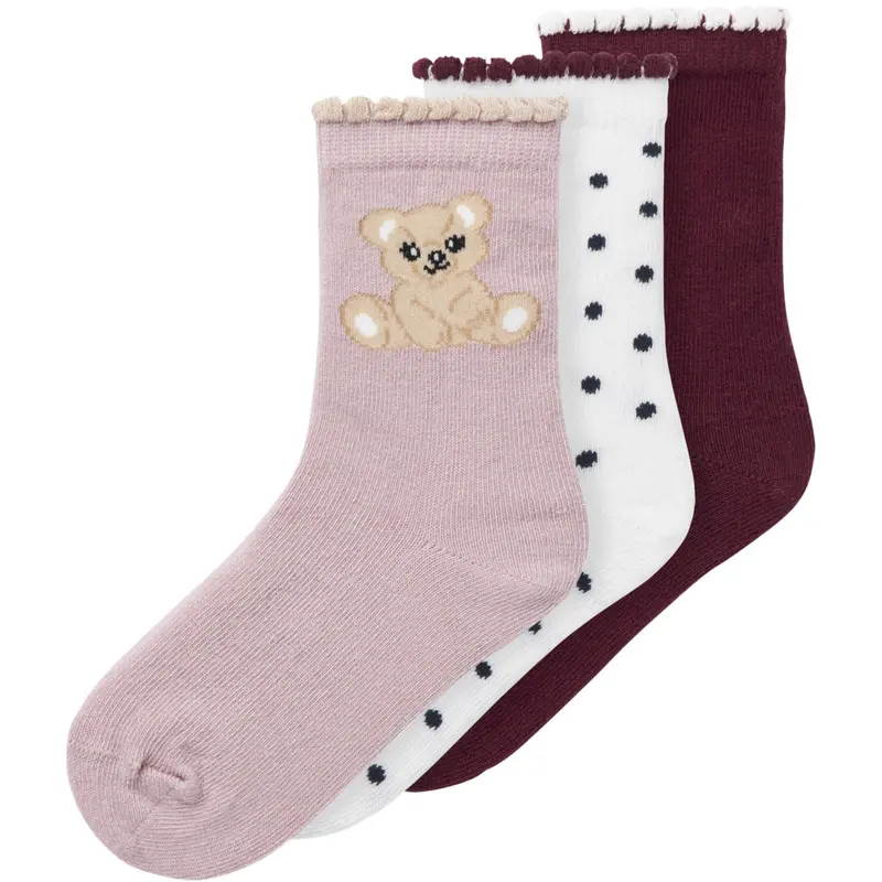 Name It Burgundy Nmfriva 3P Socks 1
