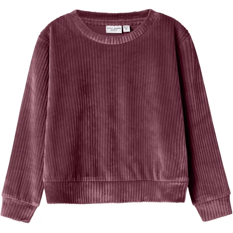 Name It Burgundy Nmfveloa Ls Velvet Short Top 1