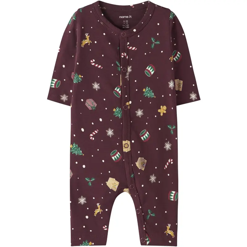 Name It Burgundy Xmas Aop Nbnvismas Ls Nightsuit 1