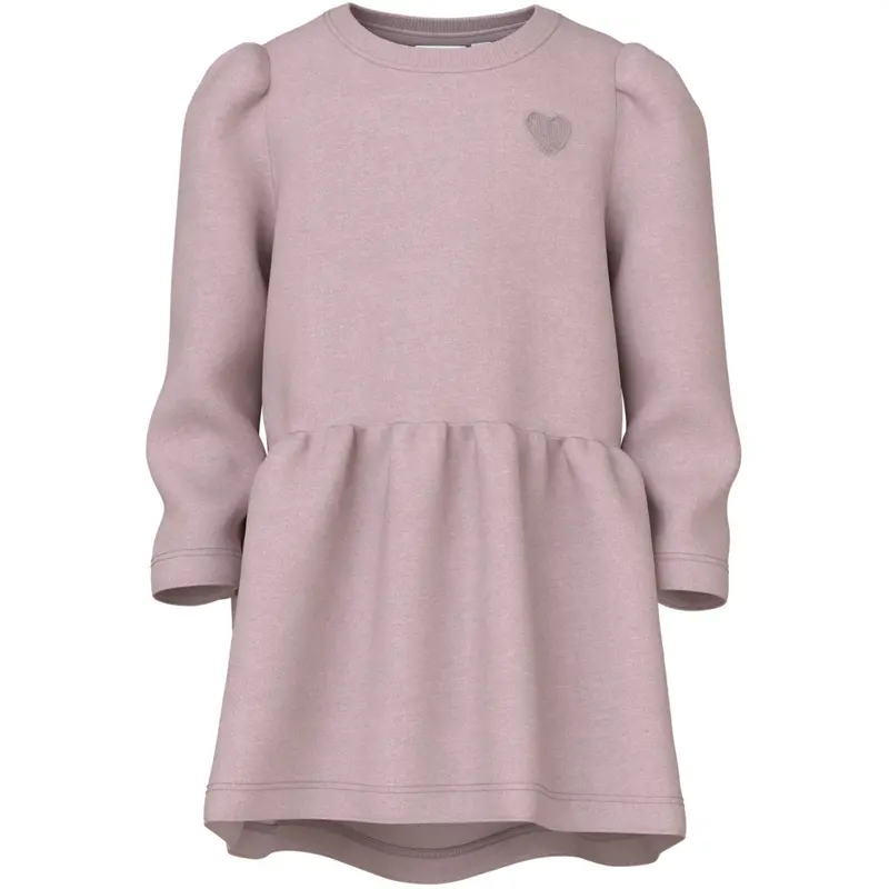 Name It Burnished Lilac Heart Embroidery Nmfvima Ls Swe Dress Bru 1