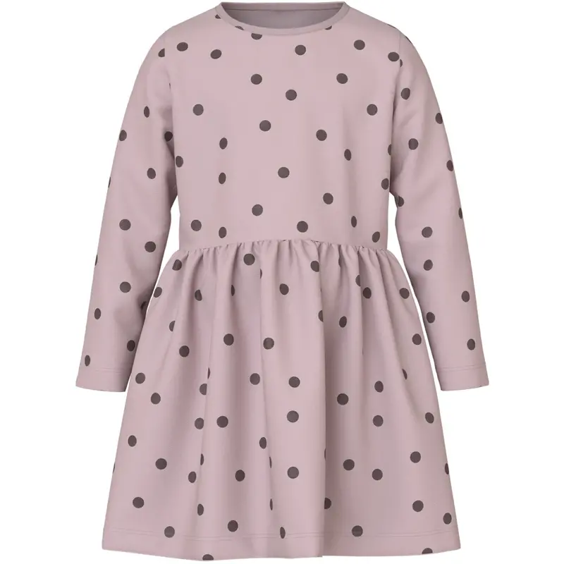 Name It Burnished Lilac Peppercorn Dot Nmfvivian Ls Dress 1